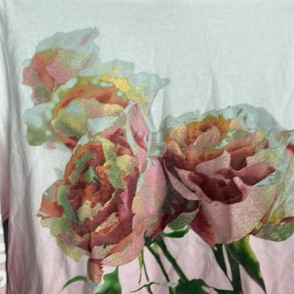 Taylor Swift Rare Pink Glitter Rose Uncropped Top, NWOT